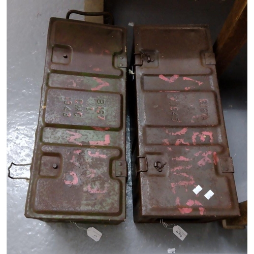 470 - Two metal military ammo boxes; one 1943 and the other 1945. (2)
(B.P. 21% + VAT)