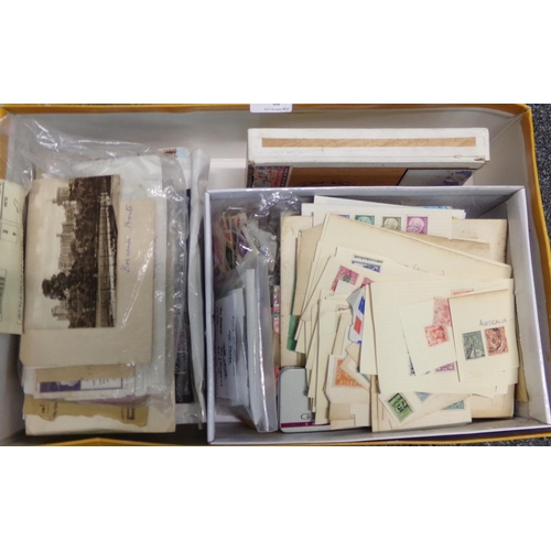 66 - All world selection of stamps in shoe box, cigar box and range of various postcards. 
(B.P. 21% + VA... 