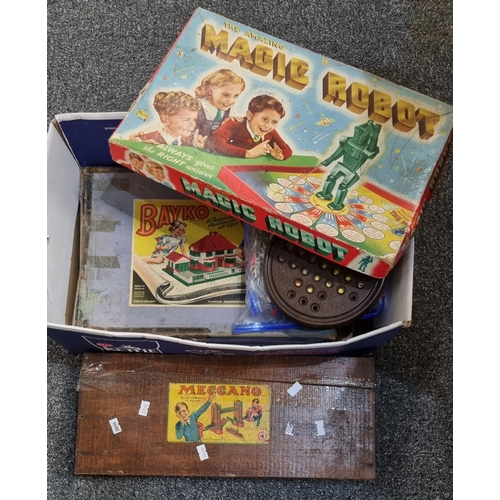 106 - Box of mainly vintage Meccano, manuals etc.  One box marked 'Meccano 4'.  Along with The Amazing Mag... 