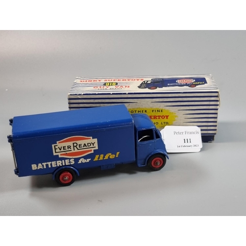 111 - Dinky Supertoys 918 Guy van 'Ever Ready' in original box. 
(B.P. 21% + VAT)