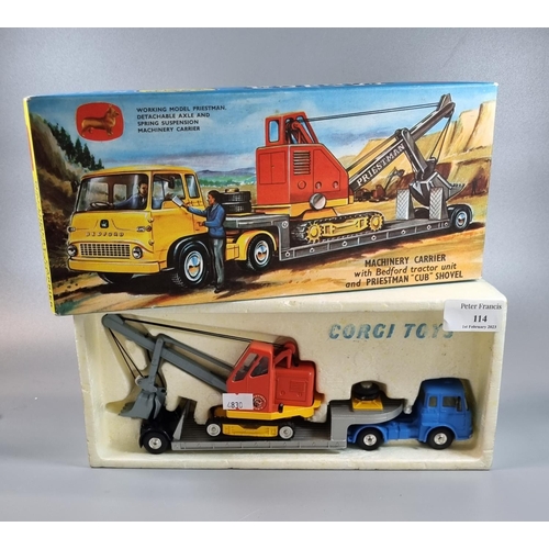 114 - Corgi toys Major no. 27 gift set in original box, machinery carrier with Bedford tractor unit and Pr... 