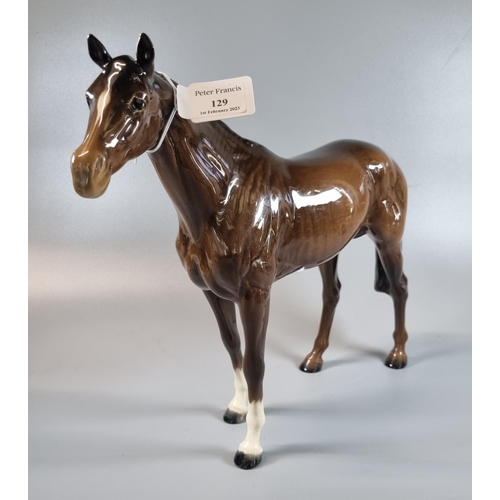 129 - Beswick the Large Racehorse, brown gloss finish model 1564.  (B.P. 21% + VAT)