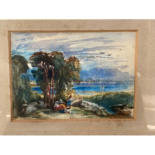 155 - British school (19th Century), tranquil arboreal river scene, oils on panel. 12.5 x 22cm approx. Tog... 