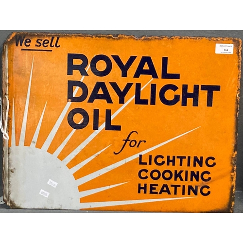 164 - Double sided metal enamelled advertising sign 'Royal Daylight Oil, for lighting, cooking and heating... 