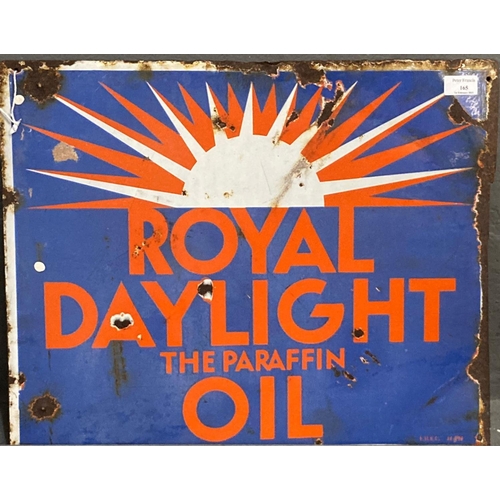 165 - Double sided enamelled advertising sign for 'Royal Daylight the paraffin oil'. 54 x 44cm approx. 
(B... 