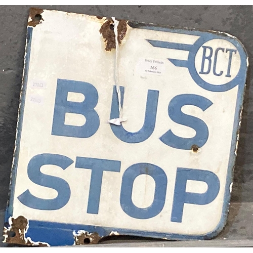 166 - 1960's Bradford City double sided metal enamelled bus stop sign. 30 x 28cm approx. 
(B.P. 21% + VAT)