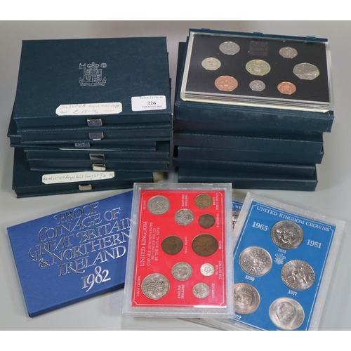 226 - Plastic box containing Royal Mint UK proof coin collection, to include: 1984 to 1995, UK Crowns, Roy... 