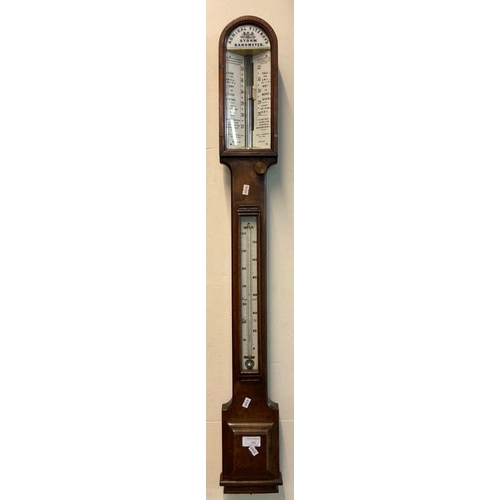 496 - Late 19th Century oak Admiral Fitzroy's 'Storm' barometer by Negretti and Zombra. 105cm long approx....