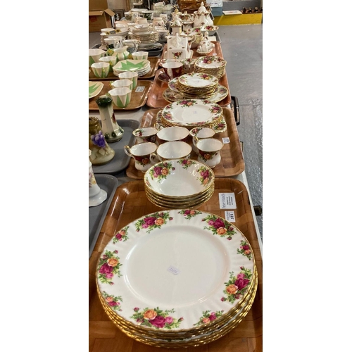 523 - Six trays of mainly Royal Albert bone china 'Old Country Roses' design teaware and other items to in... 