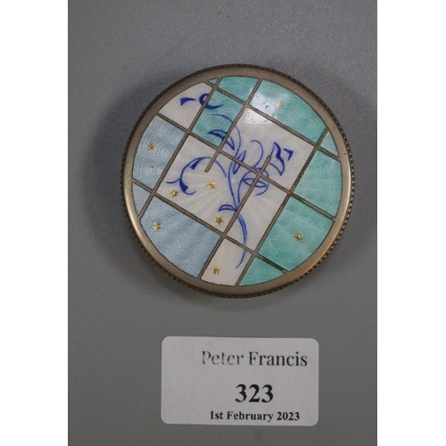 323 - Austrian white metal enamel powder compact.  (B.P. 21% + VAT)