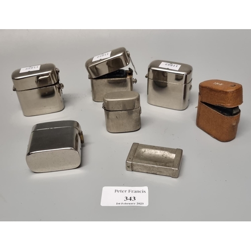 343 - Tub containing silver plated and a leather cased travelling inkwells.  (B.P. 21% + VAT)