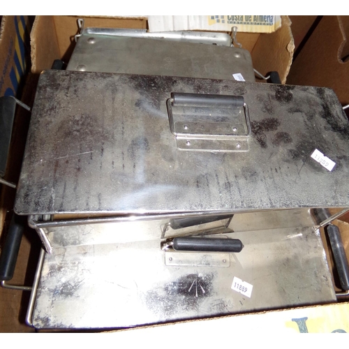 418 - Box of aluminium and steel culinary equipment: mainly hot boxes.  (B.P. 21% + VAT)