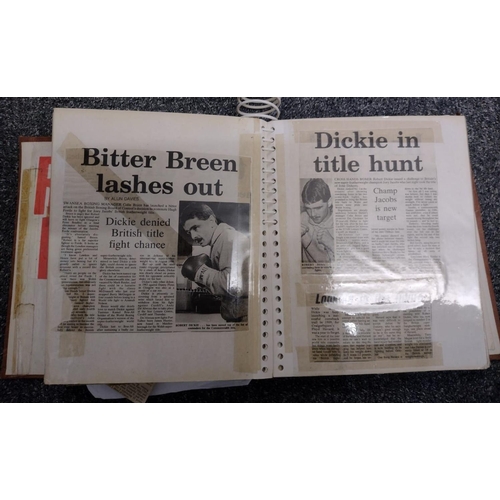 104 - Album of boxing ephemera relating to Robert Dickie, to include:newspaper cuttings, photographs, prog... 