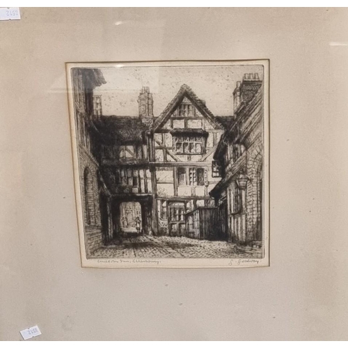 136 - S Goodway, 'Unicorn Inn, Shrewsbury', signed in pencil by the artist.  Uncoloured etching.  21x19cm ... 