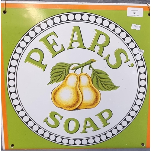 141 - Pear's Soap enamelled advertising sign.  Probably a reproduction.  38x39cm approx.  (B.P. 21% + VAT)