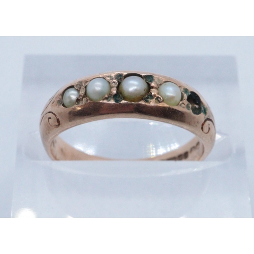 236 - 9ct gold seed pearl set dress ring. 2.2g approx (one pearl missing).
(B.P. 21% + VAT)