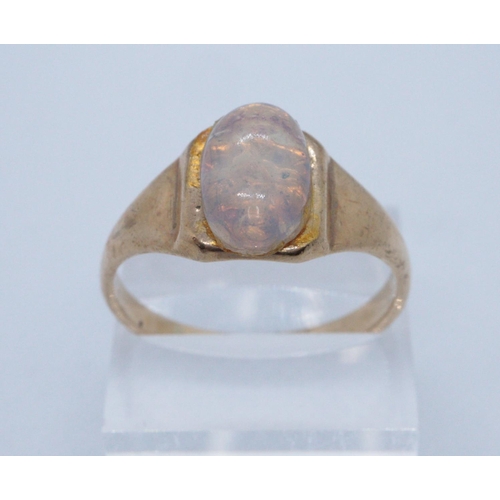 239 - 9ct gold signet ring with opal type stone. Size Z + 1/2, 6.5g approx. 
(B.P. 21% + VAT)