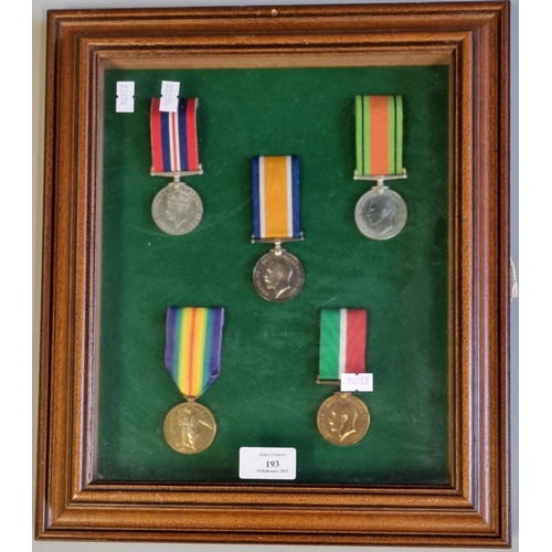 193 - A mixed group of First and Second World War British war medals to include: First World War Victory m... 