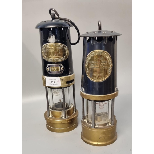 228 - Two similar vintage Miner's lamps, Thomas & Williams Aberdare marked No. 78 and Protector Lamp & Lig... 