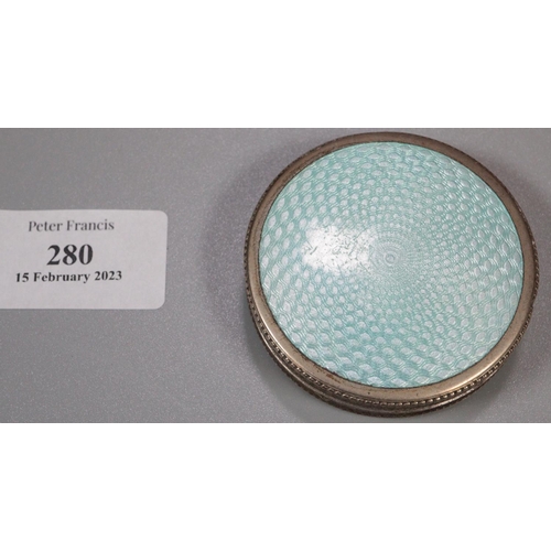 280 - Austrian white metal enamel powder compact.  (B.P. 21% + VAT)