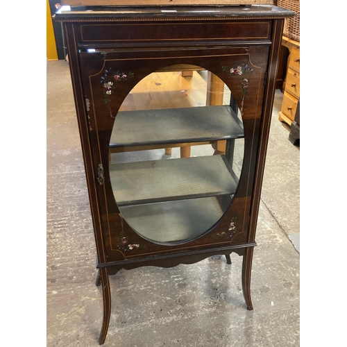 624 - Late 19th century mahogany inlaid single door glazed music/display cabinet.  (B.P. 21% + VAT)