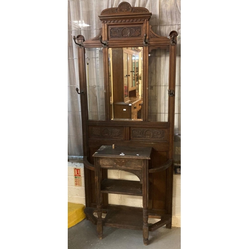 631 - Early 20th century carved mahogany mirror back hall stand.   (B.P. 21% + VAT)