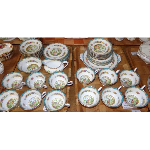 352 - Two trays of Royal Albert 'Chelsea Bird' teaware: twelve cups and saucers, eleven tea plates, sandwi... 