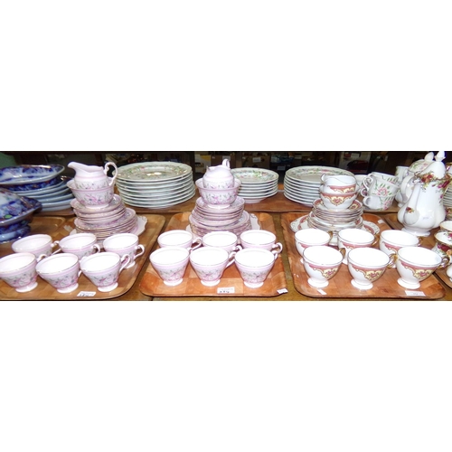 354 - Three trays of teaware: one tray of Grosvenor 'Henley' teaware consisting of six cups and saucers, s... 