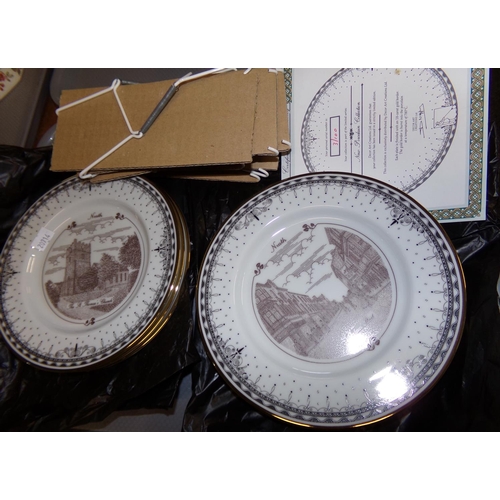 378 - Six Decor Art Creations Ltd. 'New Porcelain Collection' collectors plates finished with 18ct gold bo... 