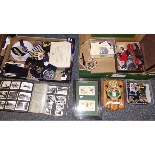 379 - Two boxes: box of Royal Welsh Fusiliers souvenir pieces: 'The Tercentenary Parade booklet', 'The Las... 