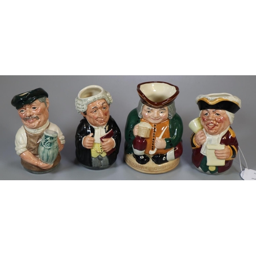 184 - Four Royal Doulton Toby jugs, to include: 'Albert Sagger the Potter', 'Mr Litigate the Lawyer', 'Hon... 