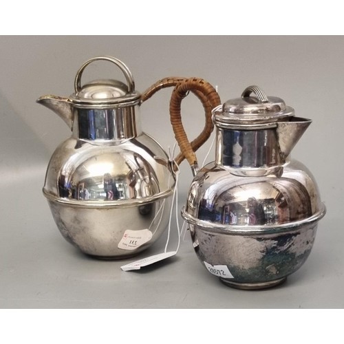 231 - Two similar silver plated Jersey baluster jugs with wicker handles.  (2)  (B.P. 21% + VAT)