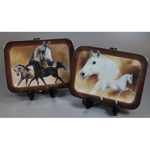 176 - Two The Bradford Exchange rectangular horse design collectors plates, signed to front; 'Arabisches V... 