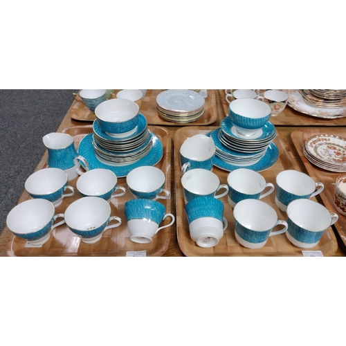 311 - Two trays of Royal Imperial English fine bone china coffee and teaware to include: teacups, coffee c... 