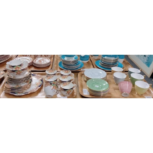 324 - Two trays of china; one tray of Bell china floral teaware; teacups and saucers, plates, milk jug, su... 