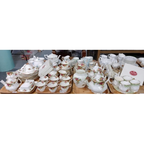 336 - Four trays of Royal Albert 'Old Country Roses' English fine bone china items, to include: teapots, t... 