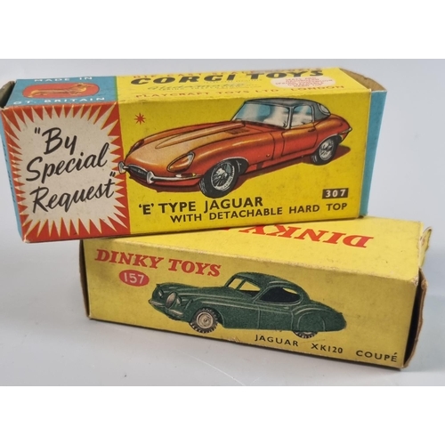 100 - A Corgi toys 307 E Type Jaguar BOX ONLY, together with a Dinky Toys 157 Jaguar XK120 BOX ONLY.  (2) ... 