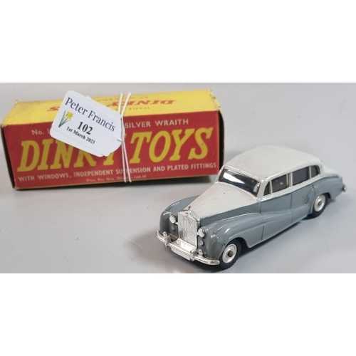 102 - Dinky Toys No. 150 Rolls Royce Silver Wraith.  Original box.  (B.P. 21% + VAT)