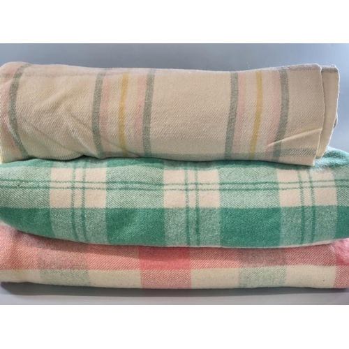 94 - Three vintage woollen check blankets in different colourways. (3)
(B.P. 21% + VAT)