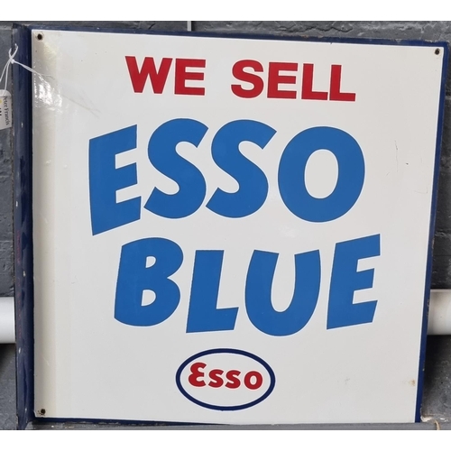 134 - Enamelled metal double sided advertising sign 'Esso, we sell Esso Blue'.  45x47cm approx.  (B.P. 21%... 