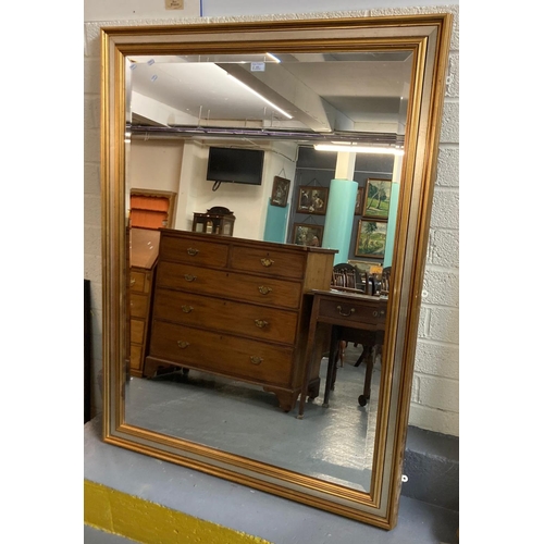 433 - Large modern bevel plate mirror, the frame decorated with gilt and silver finish.  105x136cm approx.... 