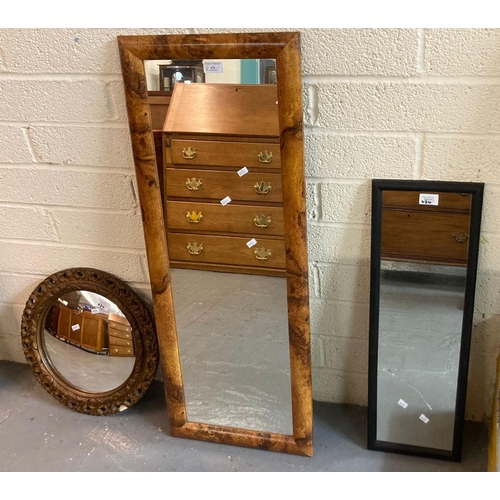 434 - Three mirrors, one with walnut finish frame, convex etc.  (3) (B.P. 21% + VAT)