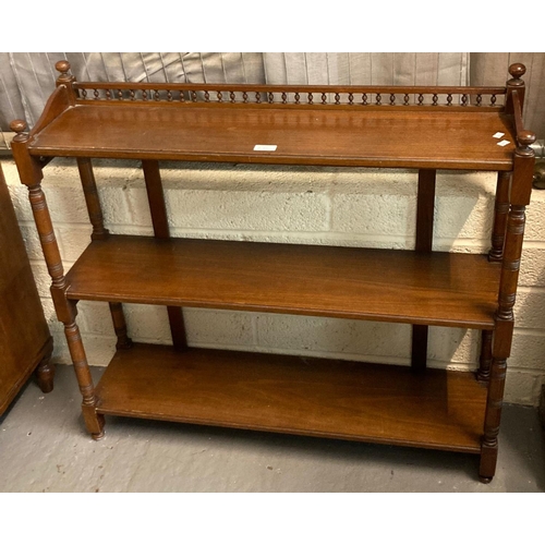 437 - Edwardian mahogany three tier whatnot with pierced gallery.  (B.P. 21% + VAT)