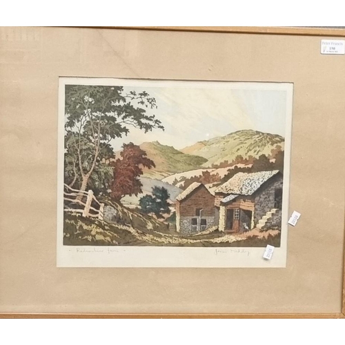 150 - James Priddy, 'Radnorshire Farm', coloured etching signed in pencil by the artist.  The plate 25x35c... 