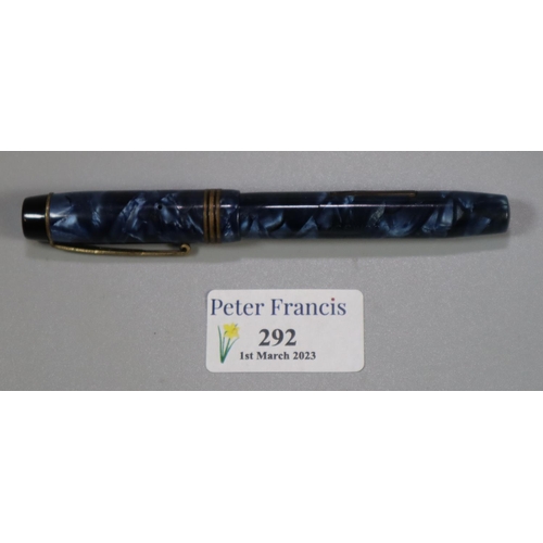 292 - Kingswood blue marbled finish vintage fountain pen with gold nib.   (B.P. 21% + VAT)