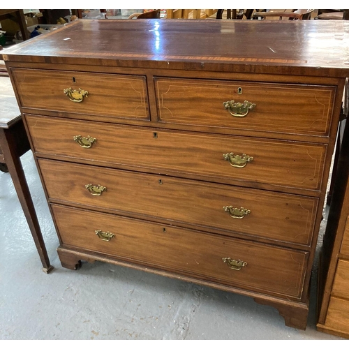 456 - 19th century mahogany inlaid straight front chest of drawers, the moulded top with inlaid decoration... 