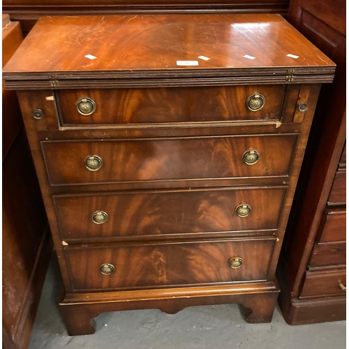 467 - Victorian style mahogany chest/cutlery cabinet having fold over top and arrangement of four drawers ... 