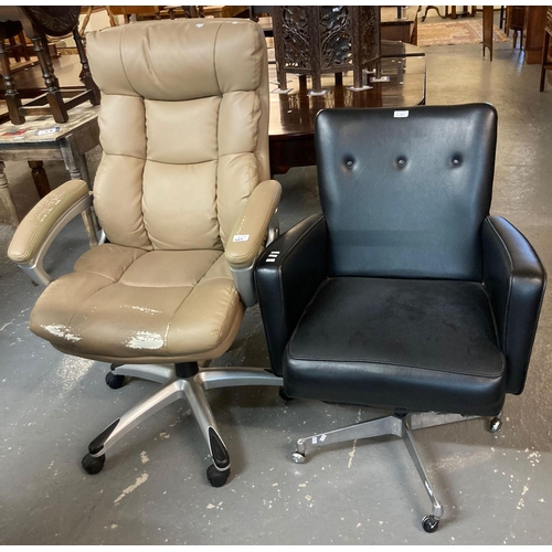 489 - 1960s adjustable and swivel office desk chair in the style of 'Verco', together with a modern leathe... 