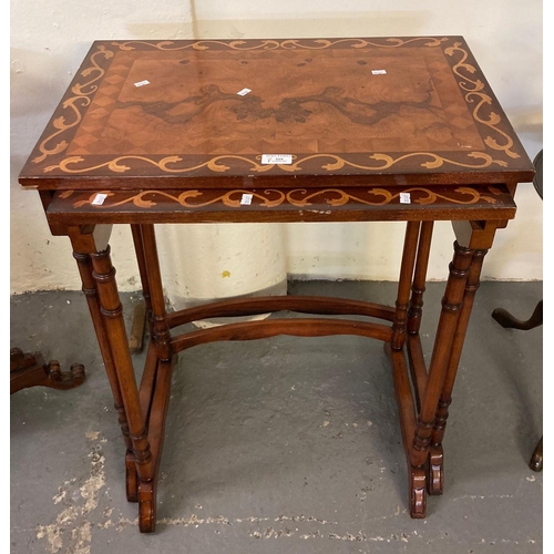 519 - Walnut and mixed woods inlaid nest of two tables.   (B.P. 21% + VAT)