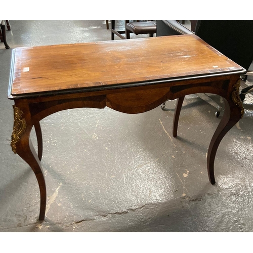 531 - Early 20th century walnut and mixed woods French design centre/side table with gilded mounts.   (B.P... 